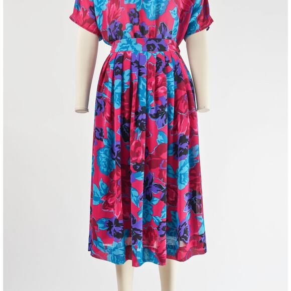 Vintage 80s Boho Floral Skirt and Top Set Full Midi Skirt with Pockets 2pc M - Picture 6 of 10